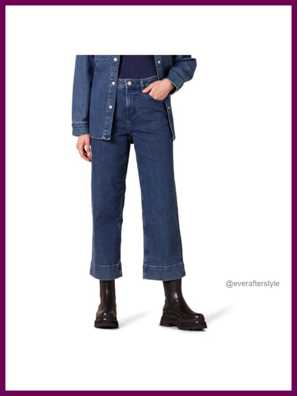 High-Rise Wide-Leg Ankle Jeans Regular Fit Stretch Denim